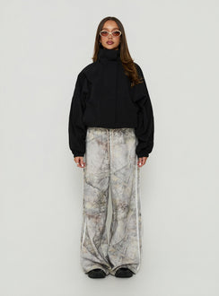 Kallow Funnel Neck Windbreaker Jacket Black