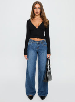 Sold On You Long Sleeve Top Black