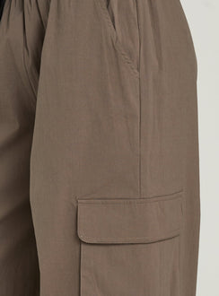 Featuring Lunea Concealed Waistband Cargo Pants Charcoal womens-regular-pants with mid-rise detail view of model wearing Princess Polly