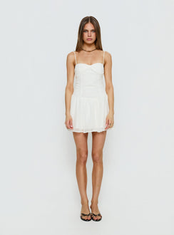 So At Peace Sweetheart Drop Waist Mini Dress White
