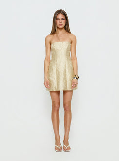 Cross Your Heart Strapless Mini Dress Lemon