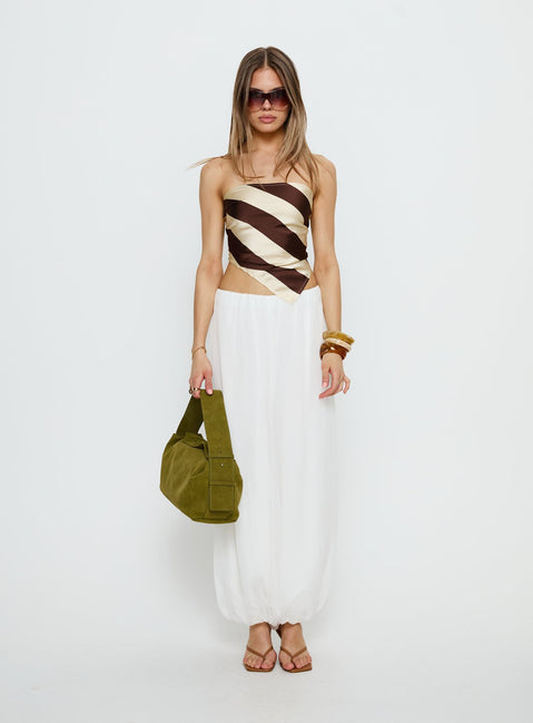 back view of model wearing Princess Polly Mirosa Balloon Leg Pants White Mid Rise Pants Pants 
