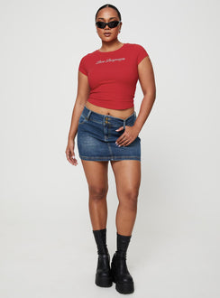 product Faya Low Rise Denim Mini Skirt Dark Blue Princess Polly  Mini Skirts 