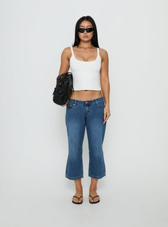 Discover the Hierarchy Low Rise 3/4 Length Jeans Mid Wash in womens-jeans Princess Polly