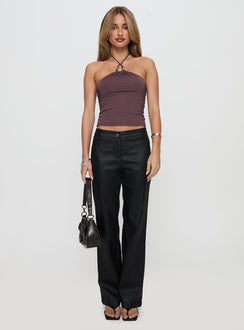 front view of model wearing Princess Polly Play The Tapes Pants Black Pants 
