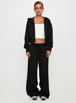 front view of model wearing Princess Polly Mindful Low Rise Pant Black Low Rise Pants Pants 