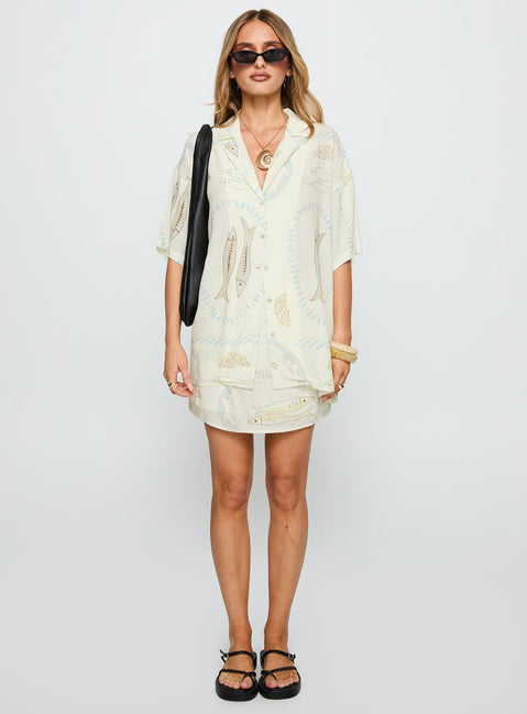   front view of model wearing Princess Polly Caraliia Mini Skirt Cream Mini Skirts Skirts 