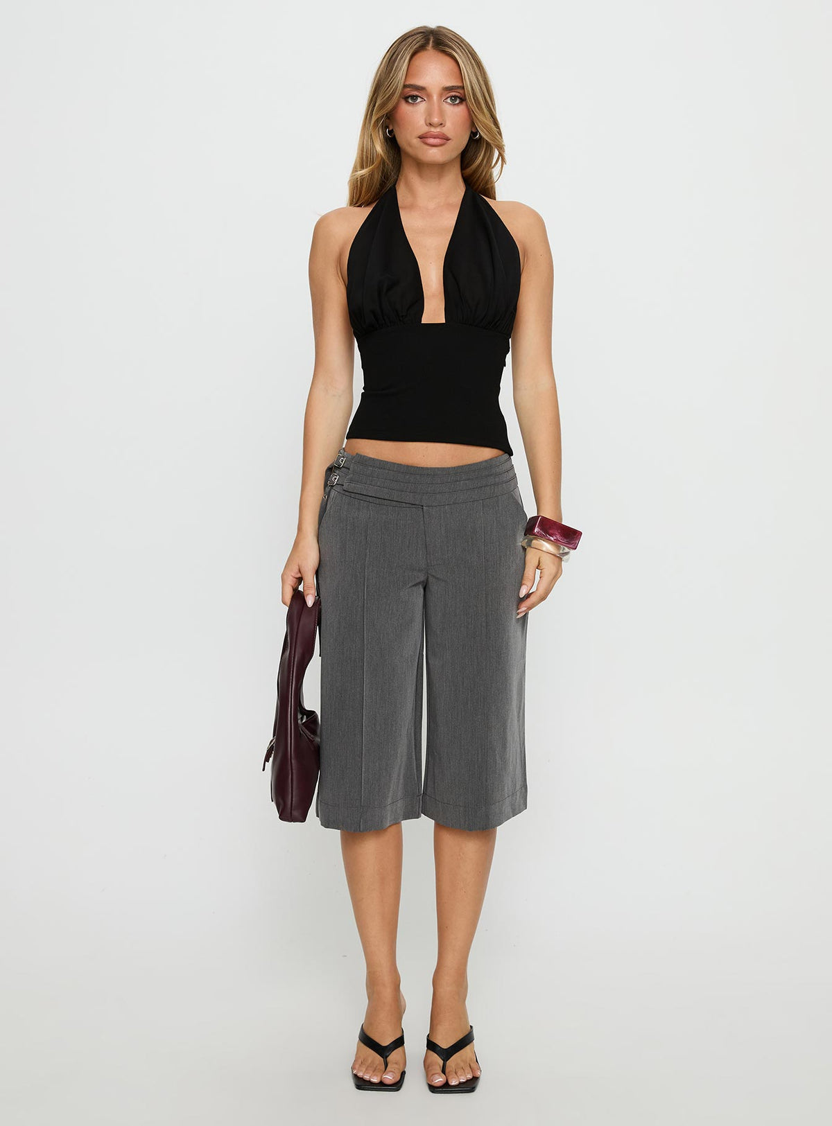 Rakelle 3/4 Tailored Shorts Dark Grey