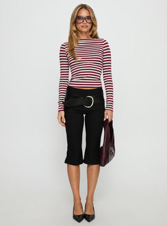 Derrica Long Sleeve Top Red / Grey Stripe