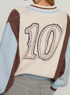 Brandyce Graphic Knit Jacket Blue / Chocolate