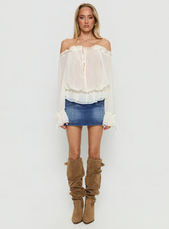 Madelina Frill Long Sleeve Top Cream