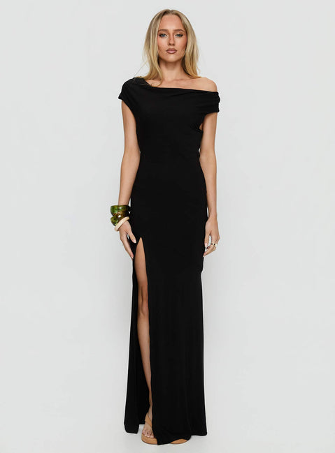 Corlee Draped Tie Back Maxi Dress Black