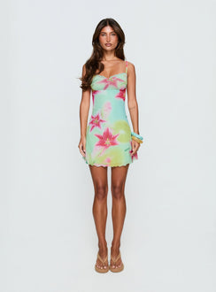 Roserie Lace Trim Mini Dress Multi Floral