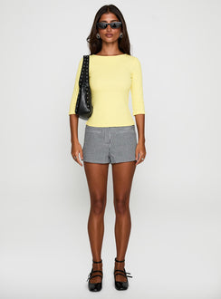 front view of model wearing Princess Polly Hot Commodity Micro Shorts Black Gingham Low Rise Shorts 