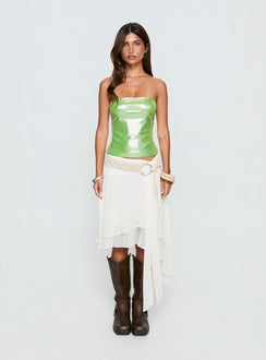 Mistyque Strapless Metallic Top Lime