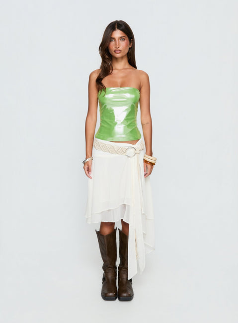 Mistyque Strapless Metallic Top Lime