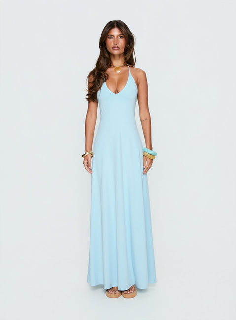 Palmas Halter Maxi Dress Baby Blue