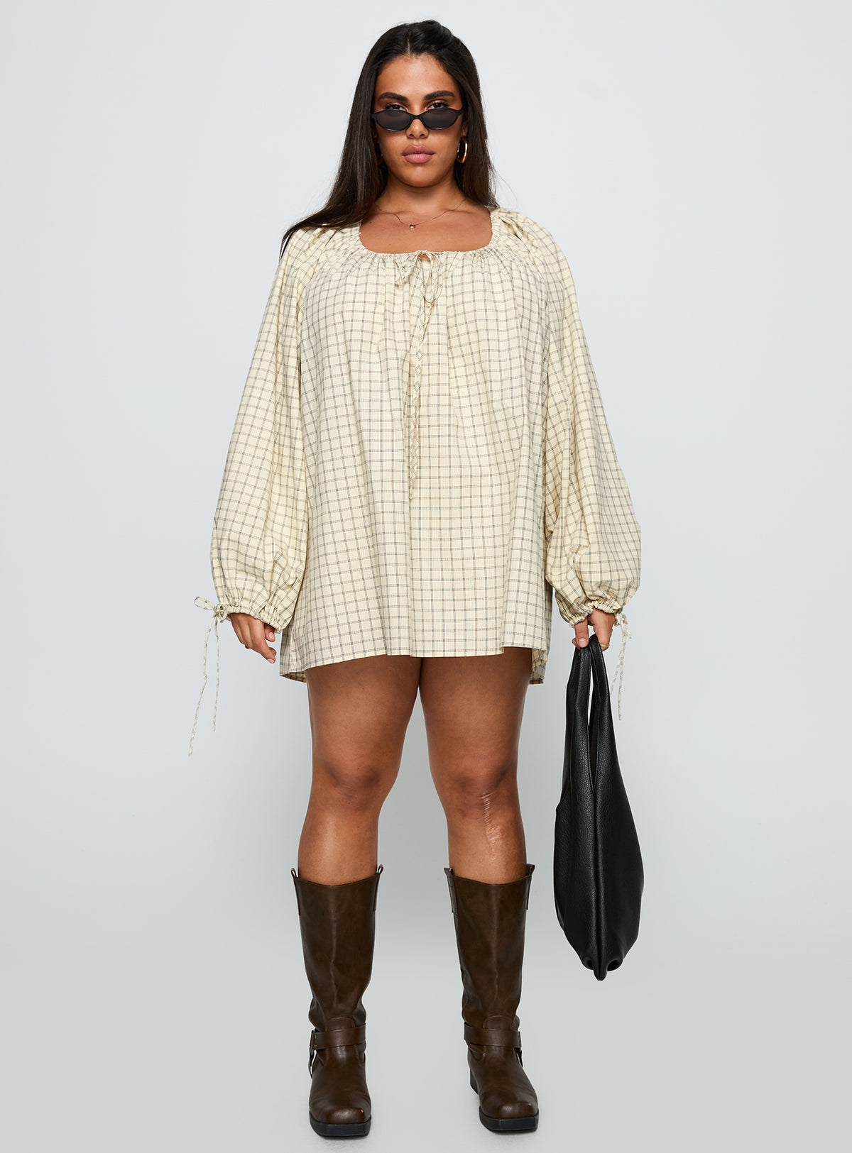 Preacher Playsuit White Check Curve