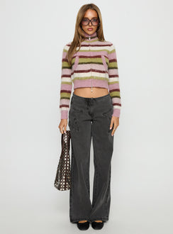 front view of model wearing Princess Polly Dolley Star Stitch Mid Rise Wide Leg Jean Grey Wash Mid Rise Jeans Jeans 