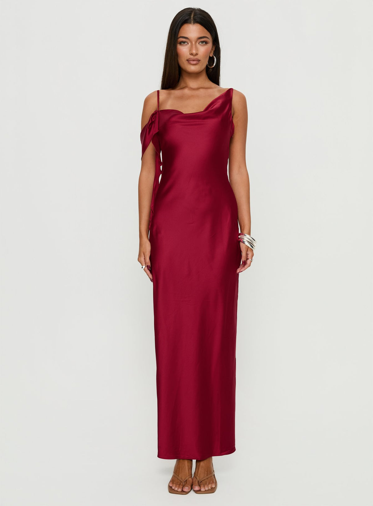 Silah Cowl Neck Maxi Dress Red