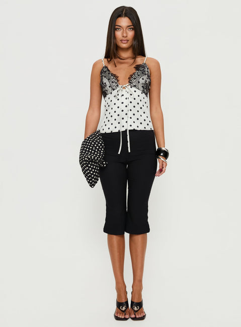 Jerelyn Lace Bust Cami Top White Polka