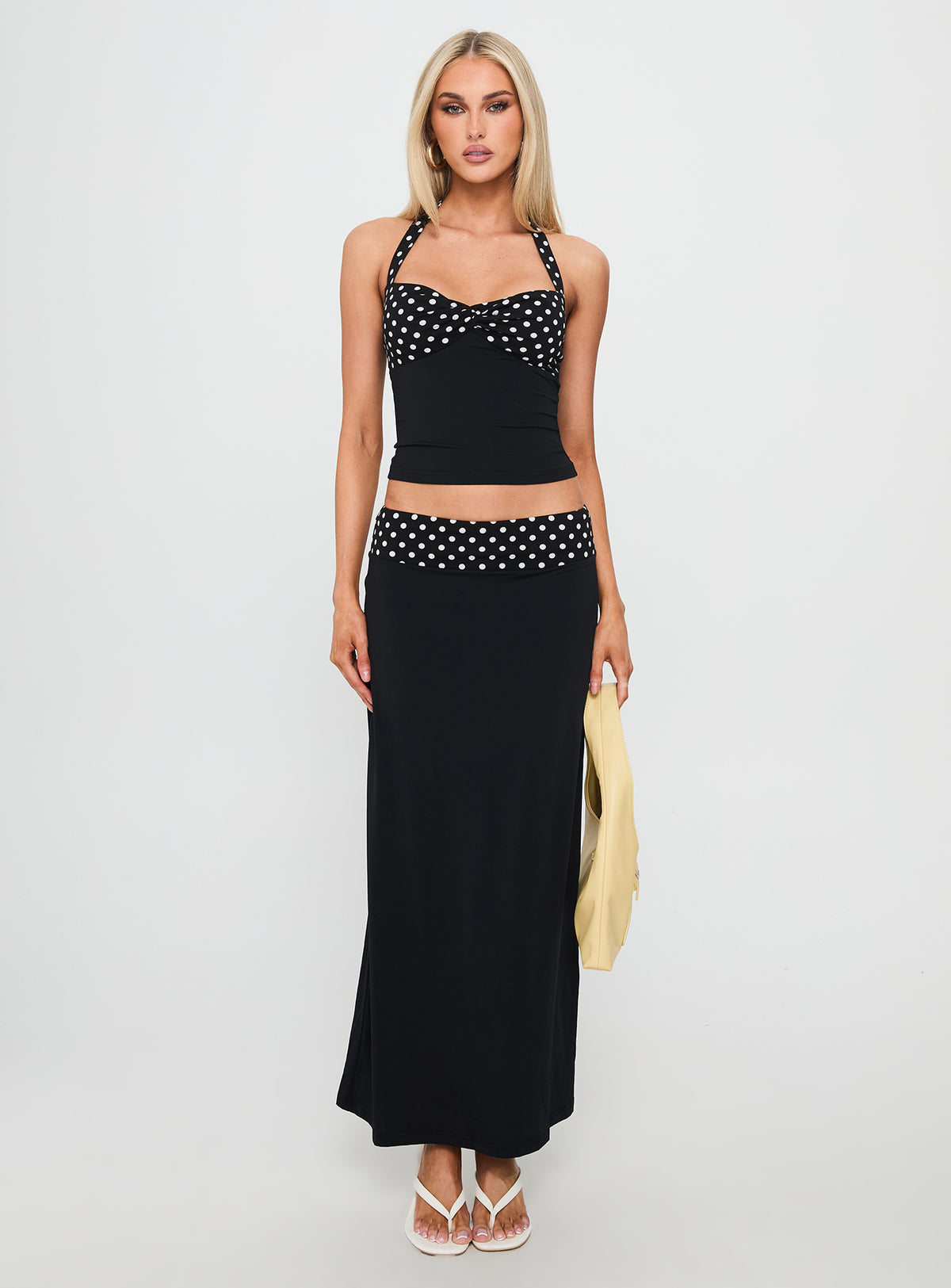 Norelle Halter Set Black Polka Dot
