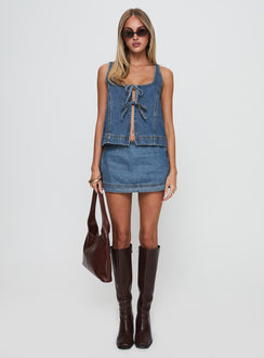 Stefenie Denim Skort Mid Wash Tall