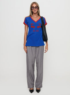 front view of model wearing Princess Polly Expertise Low Rise Pleat Pant Grey High Rise Pants Pants 
