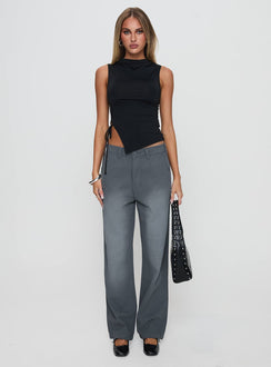 front view of model wearing Princess Polly Workwear Pant Petrol High Rise Pants Pants 