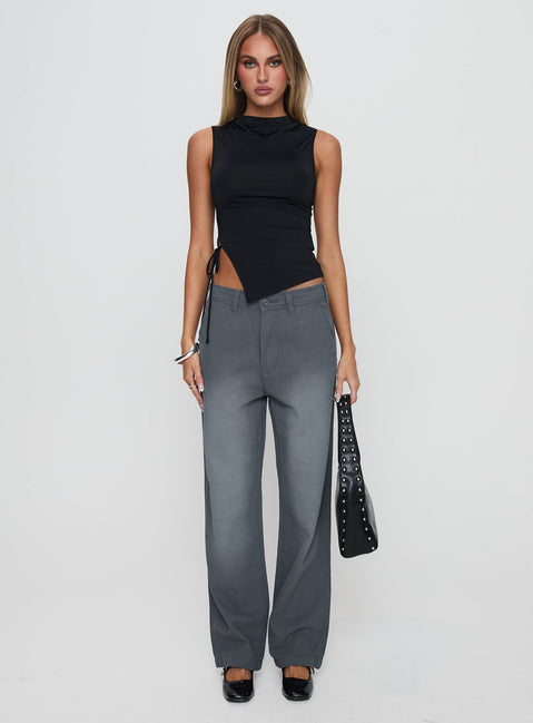 front view of model wearing Princess Polly Workwear Pant Petrol High Rise Pants Pants 