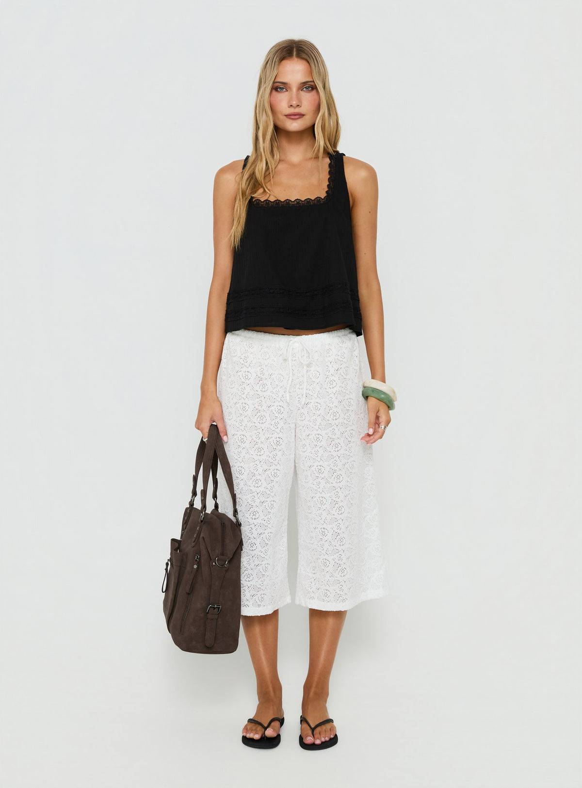 Alanah Lace Trim Top Black