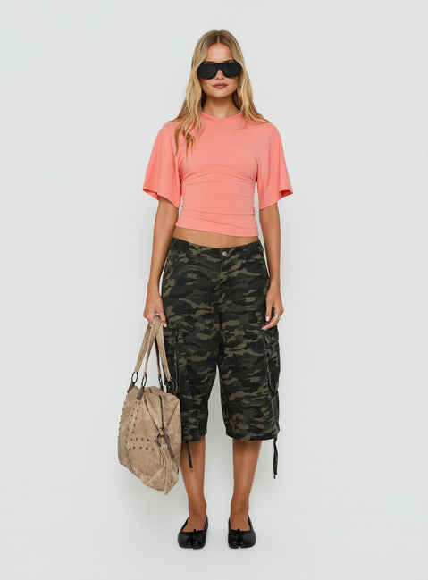 Nakota V Neck Cinched Tee Coral