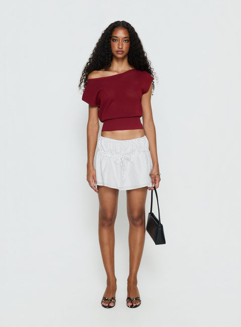 Cloud Tempo Boat Neck Cinched Knit Top Wine