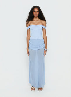 Angiola Corset Off Shoulder Maxi Dress Blue