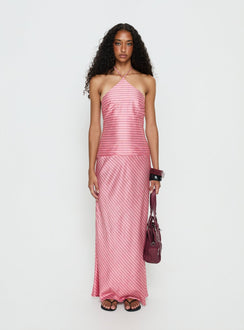 Bellamissimo Halter Maxi Dress Pink Stripe