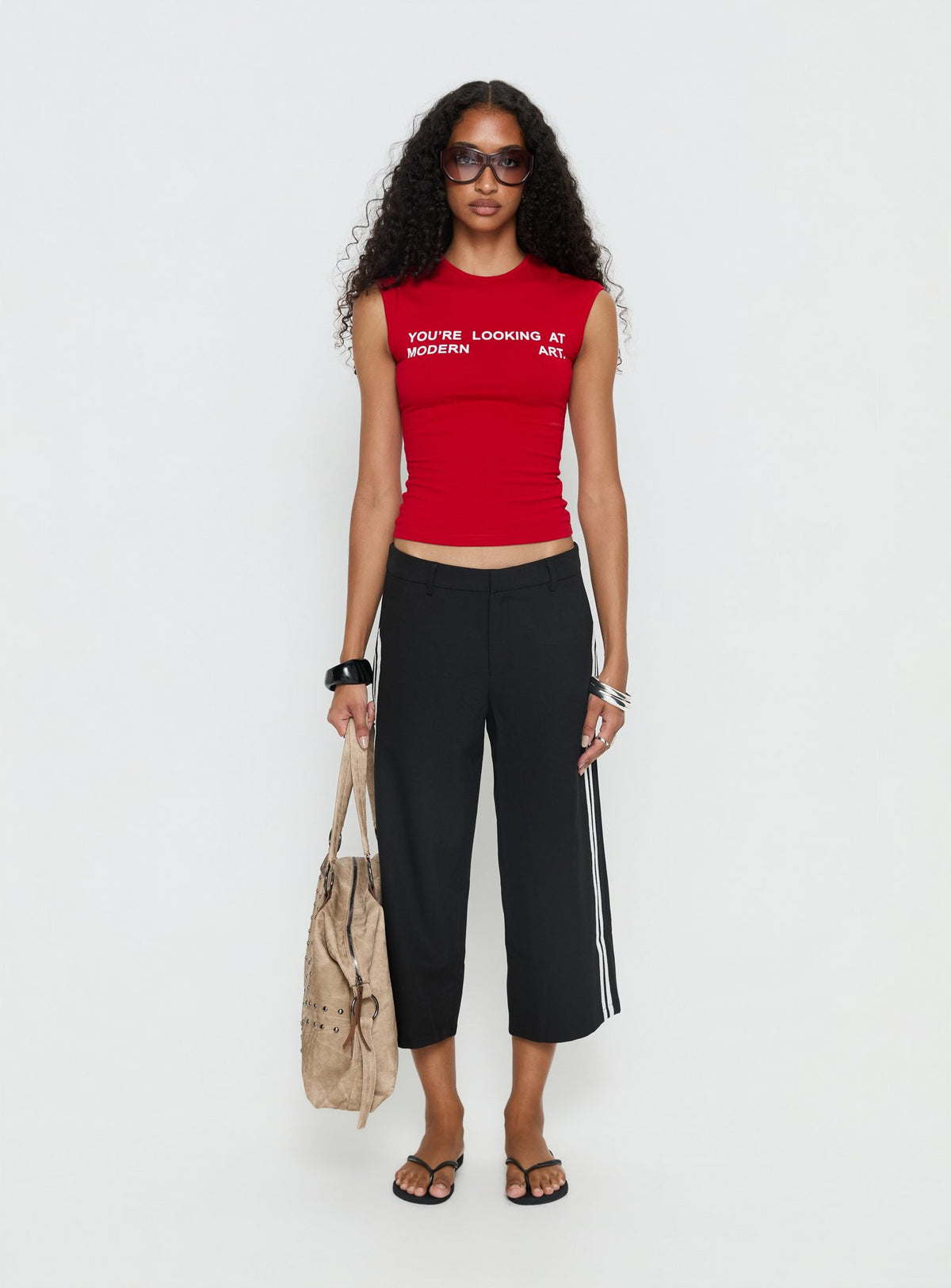 Modern Art Graphic Baby Tee Red