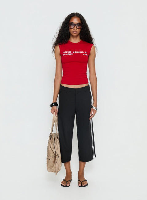 Modern Art Graphic Baby Tee Red