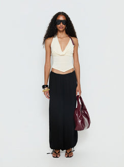 front view of model wearing Princess Polly Moondancer Balloon Pants Black Mid Rise Pants Pants 