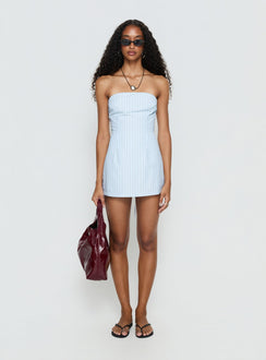 Yumiko Strapless Romper Blue Stripe
