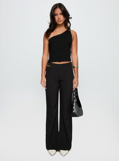 front view of model wearing Princess Polly Amaretti Pants Black High Rise Pants Pants 