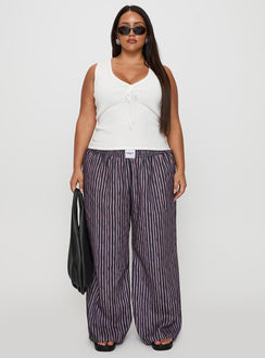 front view of model wearing Princess Polly Beach House Pants Multi Curve High Rise Pants Pants 