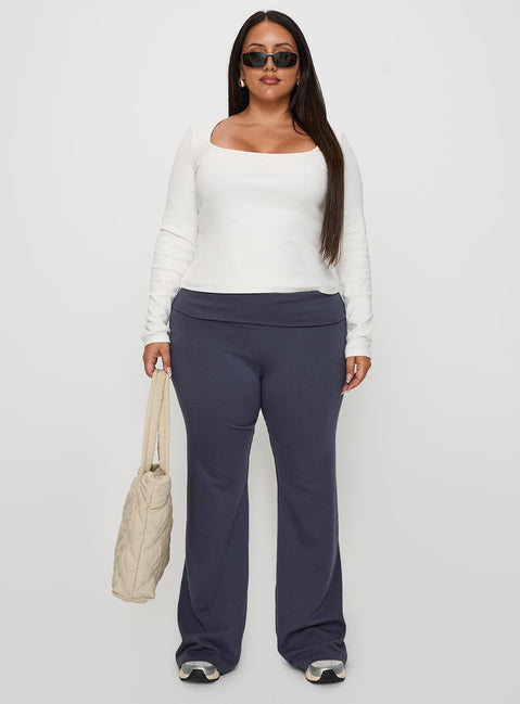 front view of model wearing Princess Polly Movement Yoga Pant Blue Curve Pants 