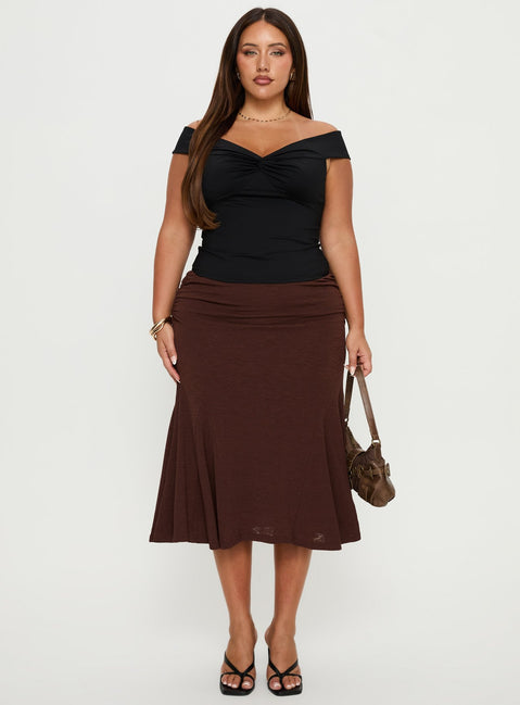 Maxeina Off Shoulder Twist Top Black Curve