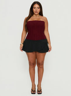   front view of model wearing Princess Polly Sonsie Mini Skirt Black / White Polka Curve Skirts 