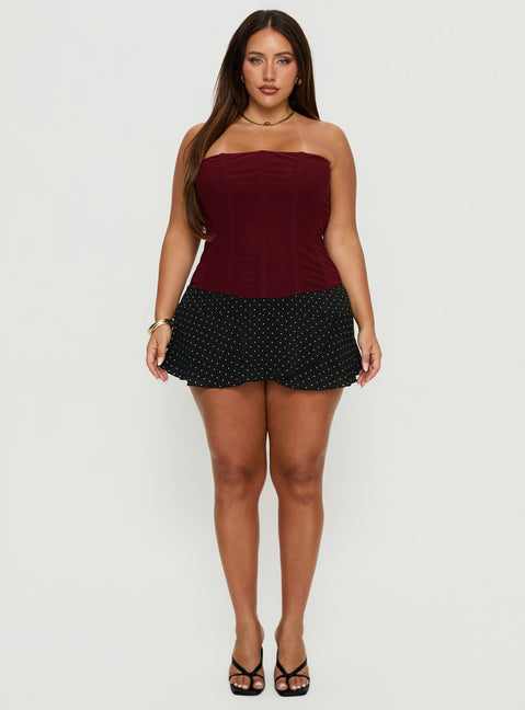   front view of model wearing Princess Polly Sonsie Mini Skirt Black / White Polka Curve Skirts 