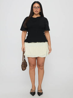   front view of model wearing Princess Polly Sonsie Mini Skirt Cream Curve Skirts 
