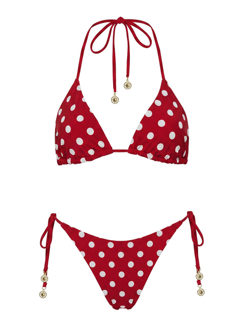 Nevaeh Reversible Triangle Bikini Top Red Polka Dot