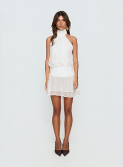 Zenayda Drop Waist Sequin Mini Dress White