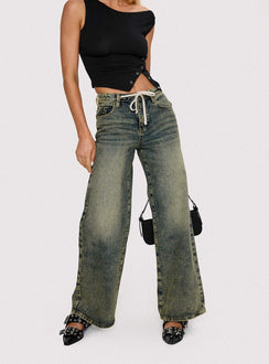 Mellowed Out Low Rise Straight Leg Jeans Antique Wash Mid Rise Jeans Jeans 
