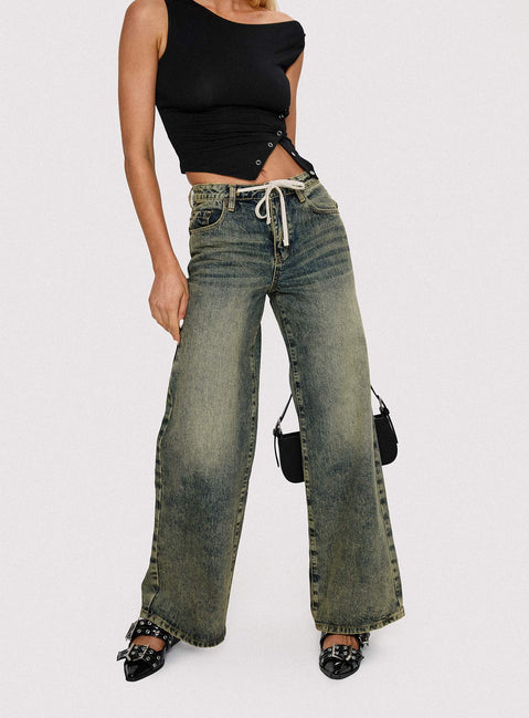 Mellowed Out Low Rise Straight Leg Jeans Antique Wash Mid Rise Jeans Jeans 